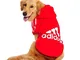 KIRALOVE Costume Felpa - Maglia - T-Shirt - Rosso - Cappuccio - Adidog - Cane - S - Traves...