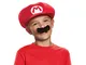 Super Mario 13371 - Cappello e Baffi Mario Carnevale per Bambini, Rosso, Taglia Unica