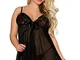 Yummy Bee - Babydoll Donna Completo di Biancheria Intima Taglia Forte 36-58 (Nero, 54)