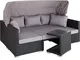 TecTake 800771 Lounge in Rattan, Resistente ai Raggi UV, Parasole Ripiegabile, Schienale R...