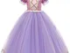 IBTOM CASTLE - Costume da principessa Rapunzel, lungo, per feste di carnevale, damigella d...
