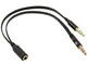 Splitter Sdoppiatore 3.5mm Femmina to 3.5mm Maschio Jack con Microfono + 3.5mm Maschio Cuf...