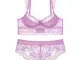 T-YIFUZX Set di Lingerie in Pizzo Trasparente di Cotone Sottile Viola 75C