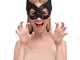 Yzwen Cat Woman Maschera da Lavoro Manuale per Cosplay Regolabile in Pelle con Borchie Cos...