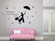 Nuovo Mary Poppins con Ombrello citazione stella Adesivo da parete adesivo murale Soggiorn...