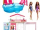 Barbie FXN66 - Set da gioco estivo, con casa delle bambole, mobili e piscina e 3 bambole