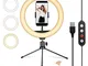 UPhitnis Luce per Selfie, 10" LED Ring Selfie Light con Supporto per Treppiede e Supporto...