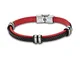 Lotus Style LS1829-2/3 - Bracciale in Acciaio e Pelle per Uomo Nero-Rosso