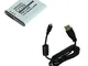 bg-akku24 - Batteria e cavo di ricarica, cavo dati, cavo USB per Olympus VG-170, VH-520, V...