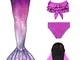 shepretty Ragazze Sirena Coda Costume da Bagno Squalo Cosplay Costume 4pcs，Fenjcka17-110