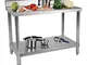 Royal Catering RCAT-100/70-N Tavolo da Lavoro Piano di Lavoro per Cucina con Alzatina (100...