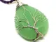 Collana con ciondolo a forma di albero della vita, pietra preziosa naturale giada verde e...