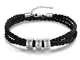 XiXi Personalizzato Bracciale per Uomo Pelle Bracciale con Nome Acciaio Inossidabile Bracc...