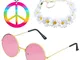 Beelittle Hippie Costume Set - Stile Vintage Anni '60 Occhiali firmati per la Pace Collana...