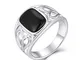 JO WISDOM Anelli Uomo Argento 925 Onice Nero,Anello Gioielli