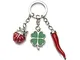 Ten Portachiavi cornetto rosso quadrifoglio verde coccinella rossa portafortuna cod.EL7544...