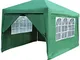 Gazebo Pieghevole Giardino con Teli Laterali E Finestra 3X3 Automatico Fiera (Verde)