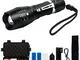 Tattico torcia CREE LED 2000LUMEN super luminoso regolabile Focus XML T6 Torcia portatile...