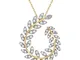 Diamond2Deal - Ciondolo rotondo a forma di foglia di vite in oro giallo 14 ct con diamanti...