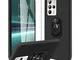 JDXHFF Cover Compatibile con HTC U23 Pro (6.7") Nero e Staffa Girevole a 360° e Pellicola...