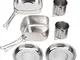 6 Pz/set Utensili da cucina per campeggio esterna in acciaio inossidabile Utensili da cuci...