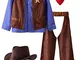 ReliBeauty Costume Cowboy Bambino con Cappello Cowboy Bandana,blu,5-6 anni