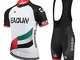 BRZSACR Abbigliamento Ciclismo Uomo Salopette Pantaloncini Camicia da Ciclismo Maniche Cor...