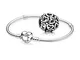 Pandora, set regalo originale, 1 braccialetto in argento con cuore e chiusura 590719 e 1 c...