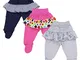 TupTam Pantaloni con Piedi da Neonato per Bambina, 3 Pezzi, Mix di Colori 2, 68