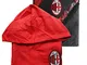 Accappatoio con Cappuccio in microfibra UFFICIALE MILAN A C TG 4 6 8 10 12 14 ROSSO NERO C...