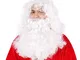 Kylewo Parrucca da Barba Set Babbo Natale da Barba e Parrucca Costume da Babbo Natale Bian...
