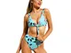 YZZ Donne Zona Litoranea Bikini Stampato Cravatta in Vita Triangolo Costume da Bagno Spacc...