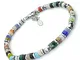 SAGA GIOIELLI® Bracciale Uomo Rondelle Pietre Dure Acciaio (MULTICOLOR)