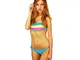 mws Costume Bikini a Fascia MOD. Rainbow con Volants in Pizzo Multicolor (40, Celeste)