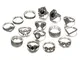 Doyime 15 Pz Anelli retrò di modo,Fingerring set per le ragazze delle donne,Fascia della b...