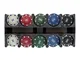 Set 200 fiches colorate in apposito contenitore chips per poker texas hold em. MEDIA WAVE...