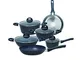 Tognana Black Opal, Batteria di pentole e padelle, Set con 2 padelle, 3 casseruole, 1 tega...