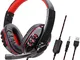 Cuffie Gaming Cablate Stereo Surround da 3,5 Mm USB Solo per LED per PC Mac Laptop Tablet...