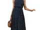 Vestito a Pois Donna Vintage Lungo Swing Abito Stilo Impero Vita Alta Caftano Boho Chic Ve...