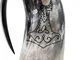 Norse Tradesman Horn Tankard (Large, Mjolnir, Polished)