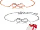 Crazy-M 2 Pezzi Coppia Braccialetti, bracciali Infinito Bracciale Donna Argento/Oro Rosa S...