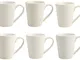 H&H Silhouette Set 6 Tazze Mug, Stoneware, Bianco, 300 ml