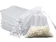 Intckwan 50 sacchetti in organza, colore bianco, 10 x 15 cm, in organza, per gioielli, mat...