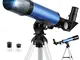 TELMU Telescopio Astronomico - Calibro 50 mm, Lunghezza focale di 360 mm, Telescopio per P...