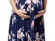 HAPPY MAMA. Donna Maxi Vestito prémaman per L'Allattamento. Maniche 3/4. 608p (Style 2, IT...