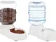 Amazon Basics Dosatore di cibo e acqua per animali domestici, Misura piccola, Grigio