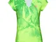 BIDI BADU Neck Tee, Bella 2.0 Tech-Maglietta con Scollo a V Donna, Verde Fluo, Rosa, XS