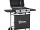 Outsunny Barbecue a Gas con Coperchio e 2 Bruciatori Totali da 5.6kW, BBQ in Acciaio con R...