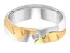 Anello in oro solitario con moissanite 0,03 ct, anello di fidanzamento bicolore, unico, un...