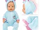 Amycute Vestiti Bambole per bebé Bambolotti 43 CM/17 Pollice,Tuta Unicorno con Le Scarpe B...